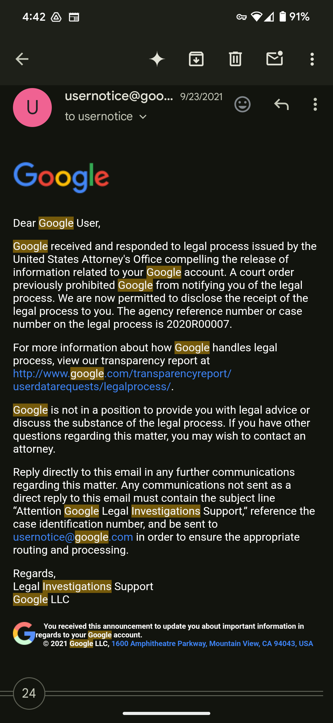 Google Warrant